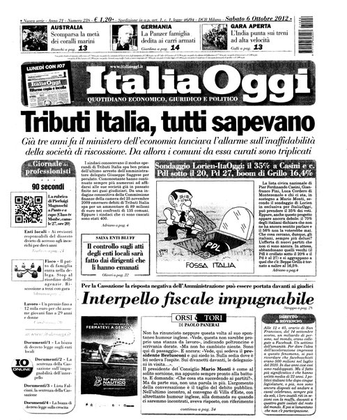 Italia oggi : quotidiano di economia finanza e politica